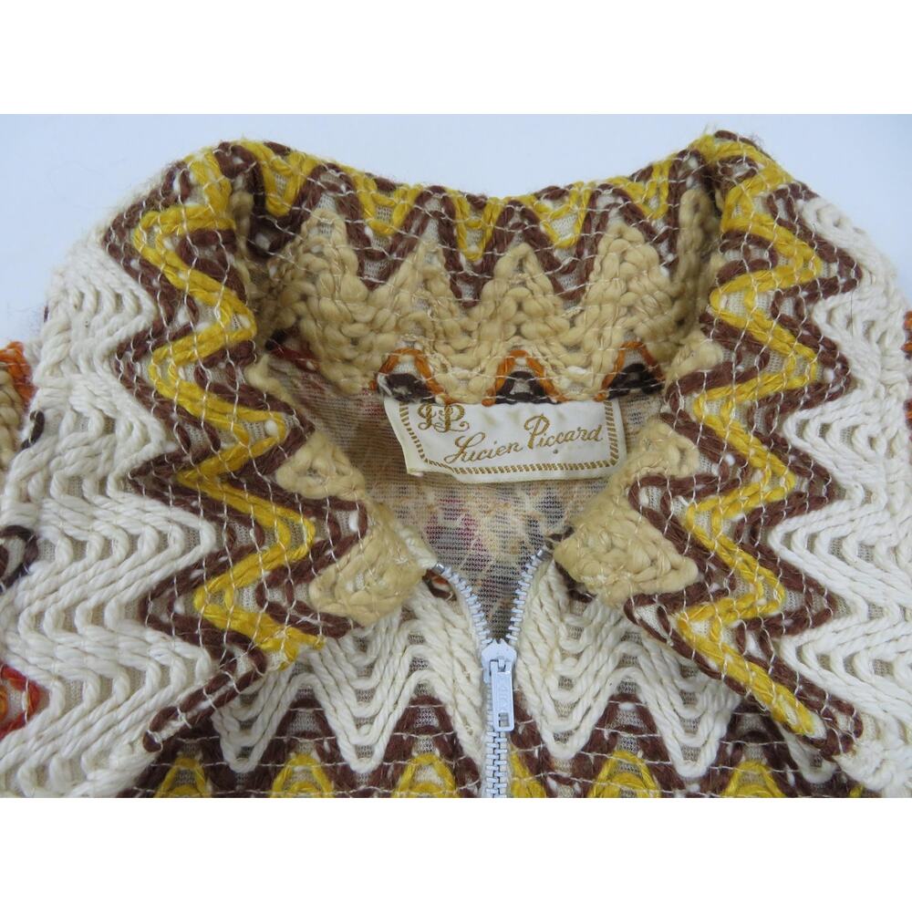 Lucien Piccard Sweater, Hippy Style, 1/2 Zip Pullover, Womens Sz M 1960s/70s - Picture 3 of 3